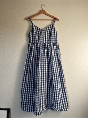 Old Navy Blue and White Gingham Midi Sundress